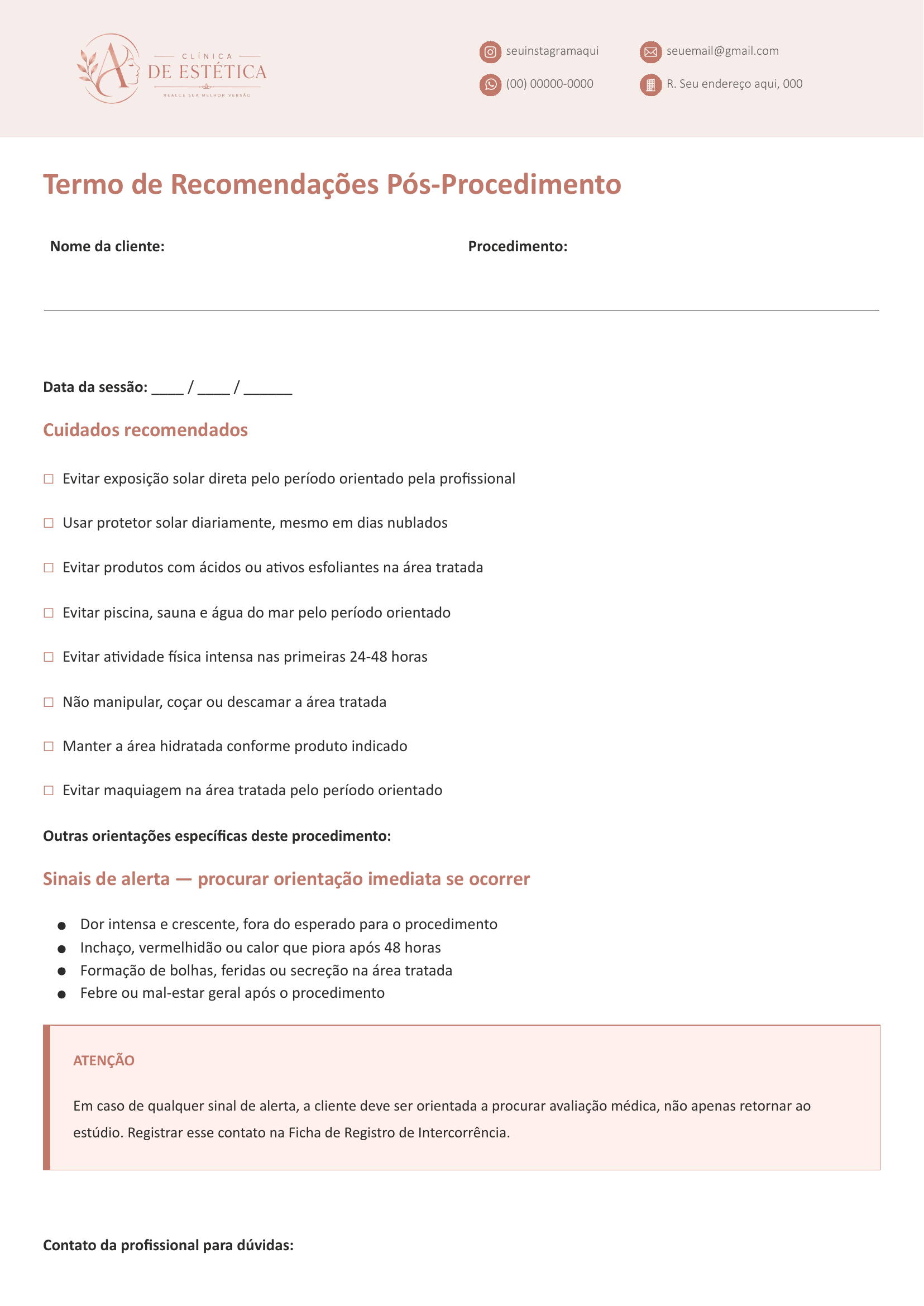 Termo de Recomendações Pós-Procedimento