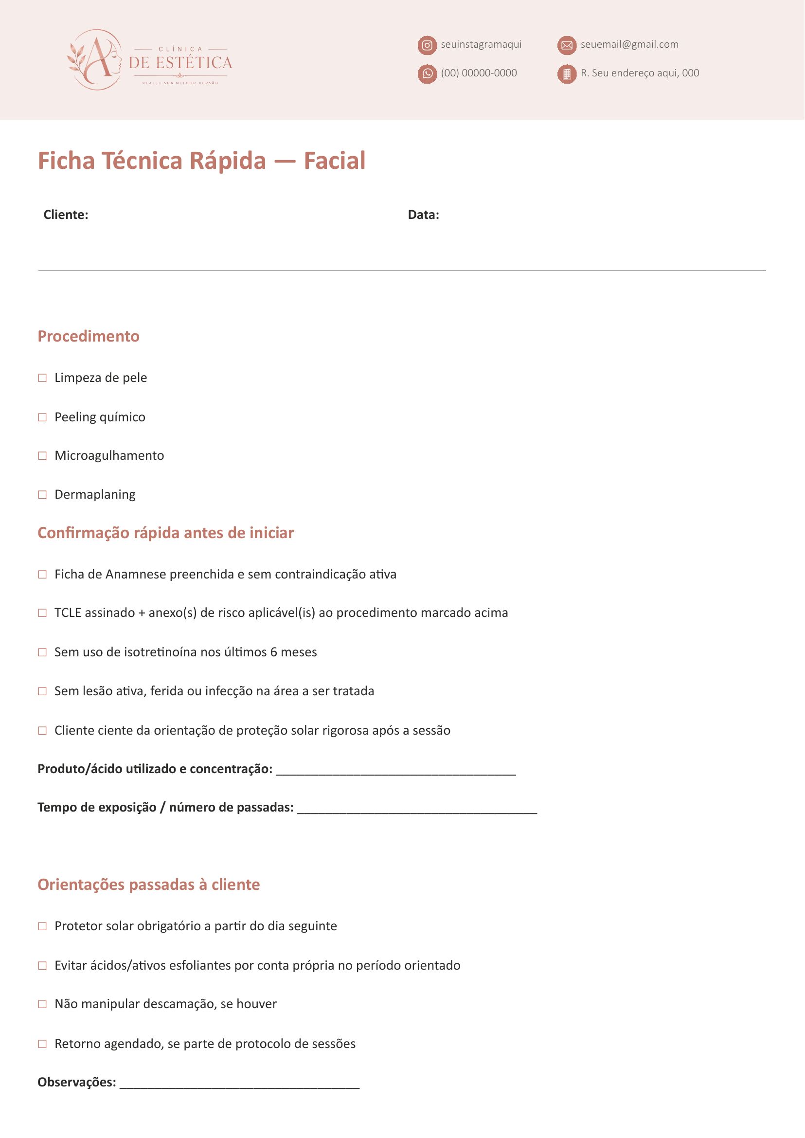Ficha Técnica Rápida — Facial