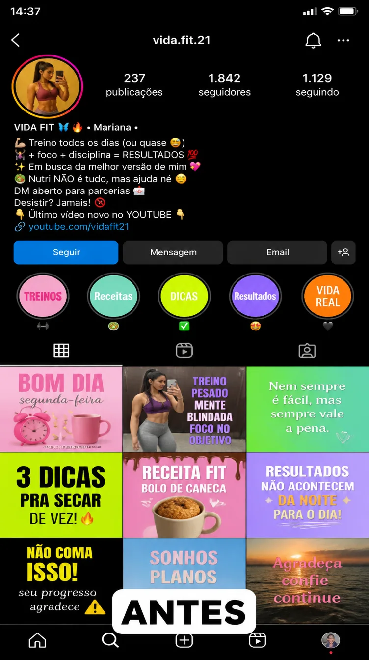 Perfil antes do guia